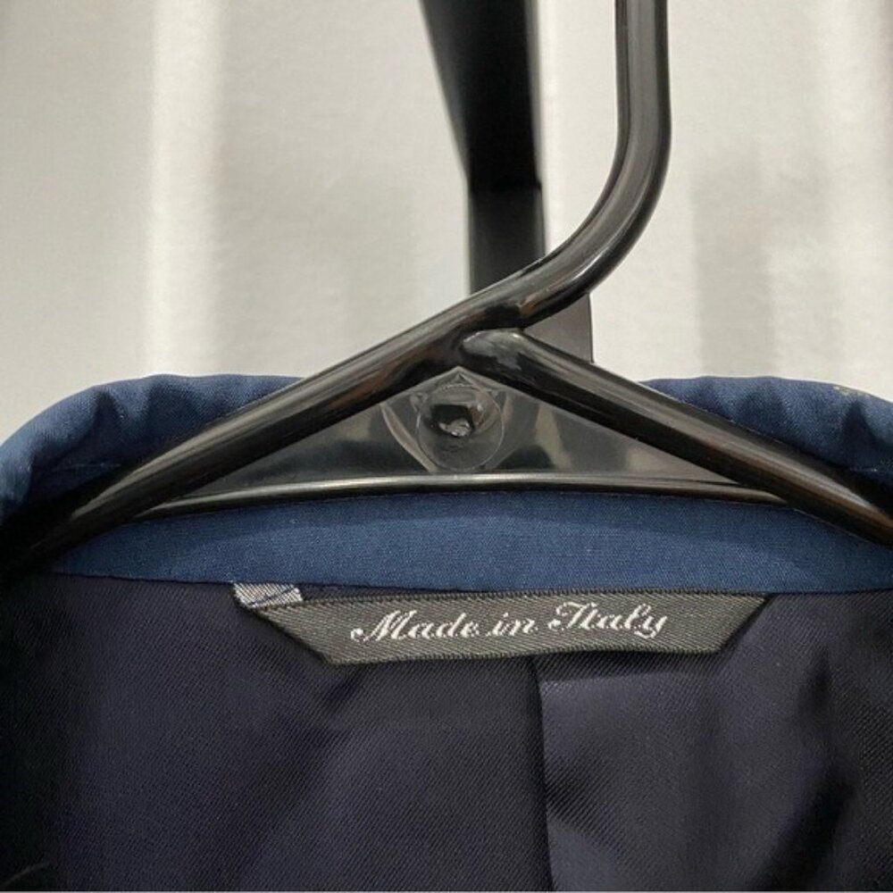 Canali Navy Blue Suit Blazer Jacket Shoulder Pads Size 48R Vintage-Made In Italy - Picture 7 of 14